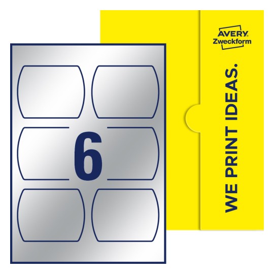 6 stk. etiketter per ark - Rette ovale etiketter, 90 x 70 mm