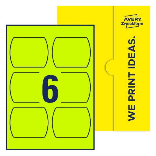 6 stk. etiketter per ark - Rette ovale etiketter, 90 x 70 mm