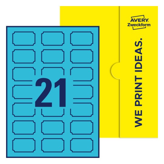 21 stk. etiketter per ark - Plakettformede etiketter, 50 x 30 mm