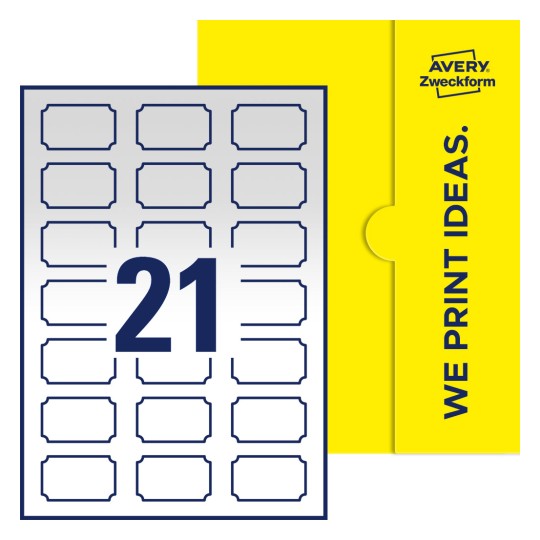 21 stk. etiketter per ark - Plakettformede etiketter, 50 x 30 mm
