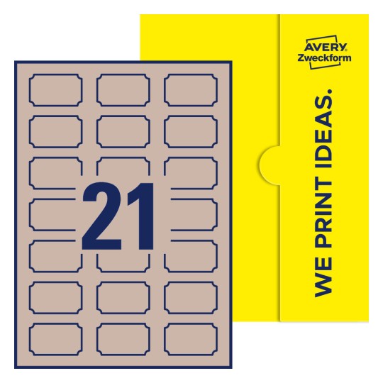 21 stk. etiketter per ark - Plakettformede etiketter, 50 x 30 mm