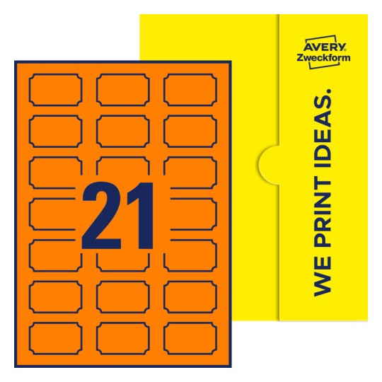 21 stk. etiketter per ark - Plakettformede etiketter, 50 x 30 mm