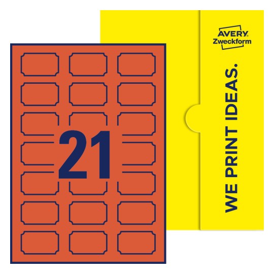 21 stk. etiketter per ark - Plakettformede etiketter, 50 x 30 mm