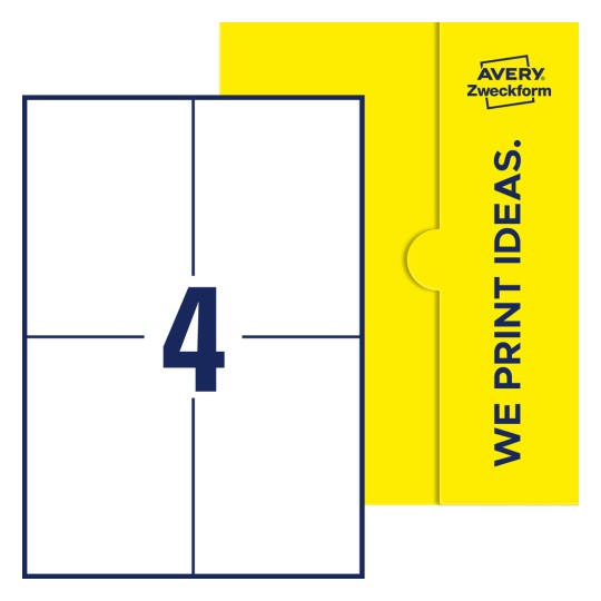 4 stk. etiketter per ark - Firkantede etiketter, 105 x 148 mm