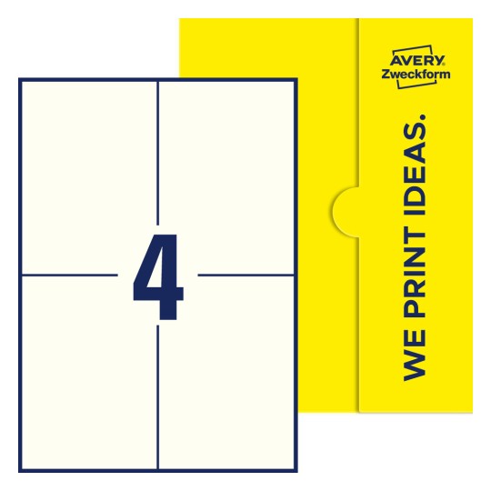 4 stk. etiketter per ark - Firkantede etiketter, 105 x 148 mm