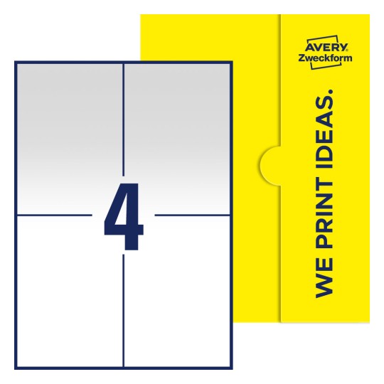 4 stk. etiketter per ark - Firkantede etiketter, 105 x 148 mm