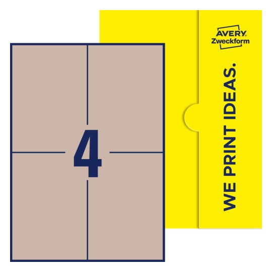 4 stk. etiketter per ark - Firkantede etiketter, 105 x 148 mm