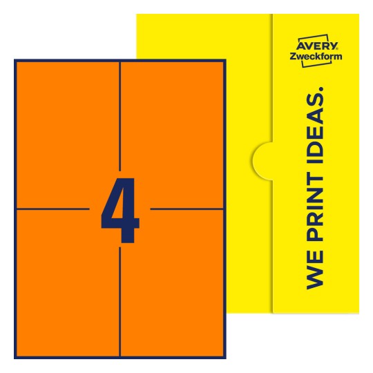 4 stk. etiketter per ark - Firkantede etiketter, 105 x 148 mm