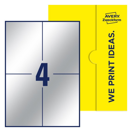 4 stk. etiketter per ark - Firkantede etiketter, 105 x 148 mm