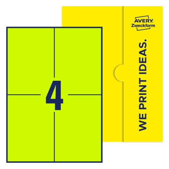 4 stk. etiketter per ark - Firkantede etiketter, 105 x 148 mm