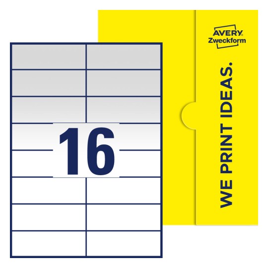 16 stk. etiketter per ark - Firkantede etiketter, 105 x 37 mm