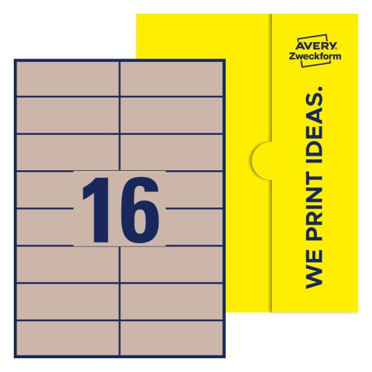16 stk. etiketter per ark - Firkantede etiketter, 105 x 37 mm