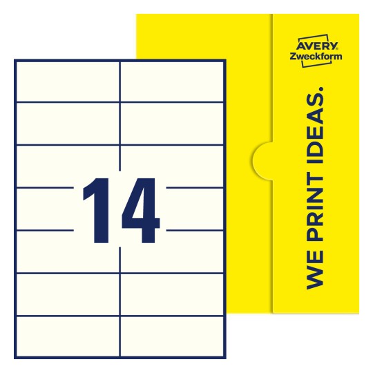 14 stk. etiketter per ark - Firkantede etiketter, 105 x 42,3 mm