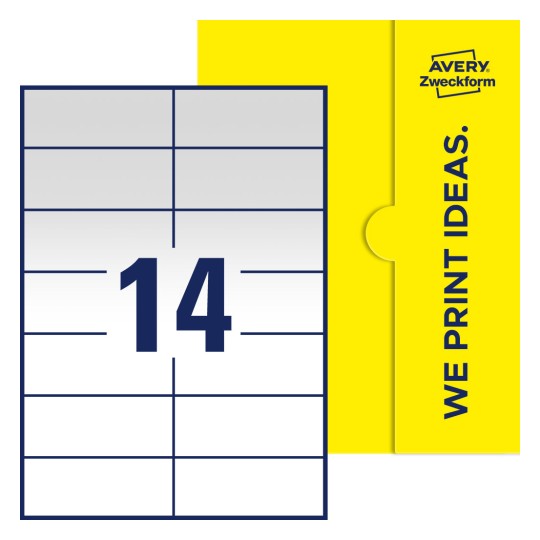 14 stk. etiketter per ark - Firkantede etiketter, 105 x 42,3 mm