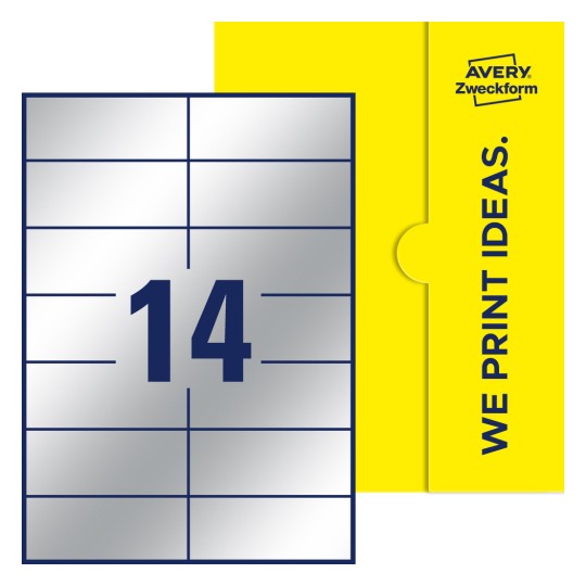 14 stk. etiketter per ark - Firkantede etiketter, 105 x 42,3 mm
