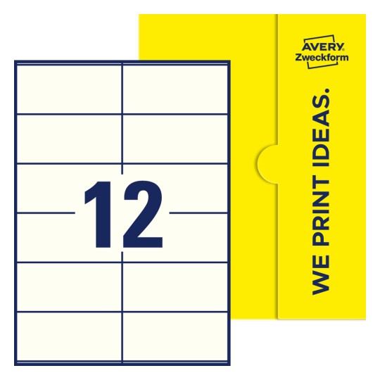 12 stk. etiketter per ark - Firkantede etiketter, 105 x 48 mm