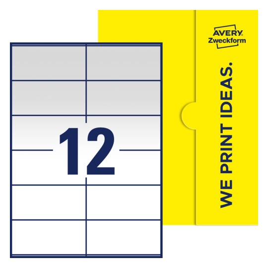 12 stk. etiketter per ark - Firkantede etiketter, 105 x 48 mm