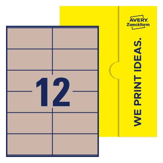 12 stk. etiketter per ark - Firkantede etiketter, 105 x 48 mm