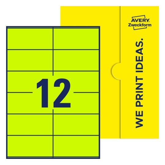 12 stk. etiketter per ark - Firkantede etiketter, 105 x 48 mm