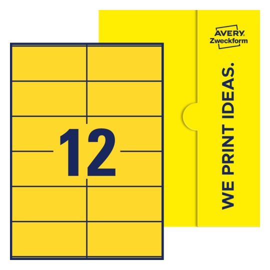 12 stk. etiketter per ark - Firkantede etiketter, 105 x 48 mm