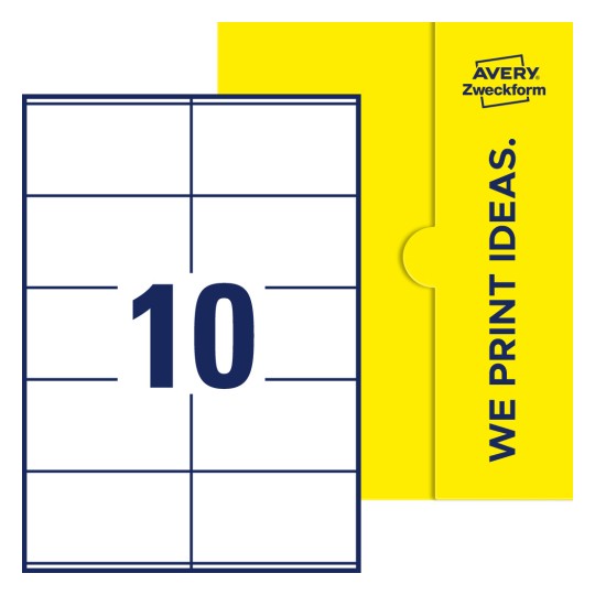 10 stk. etiketter per ark - Firkantede etiketter, 105 x 57 mm