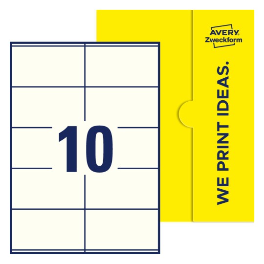 10 stk. etiketter per ark - Firkantede etiketter, 105 x 57 mm