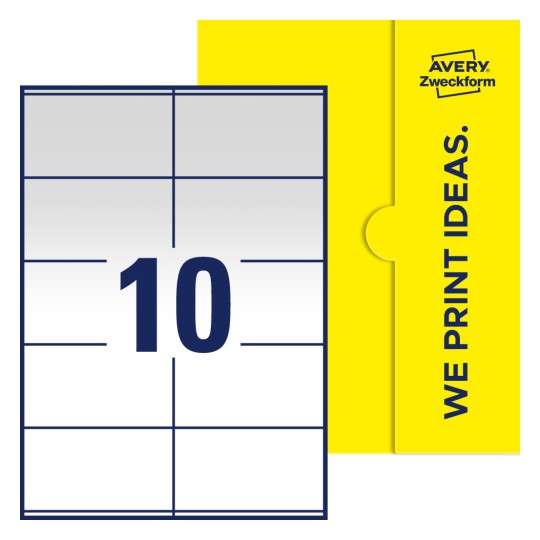 10 stk. etiketter per ark - Firkantede etiketter, 105 x 57 mm