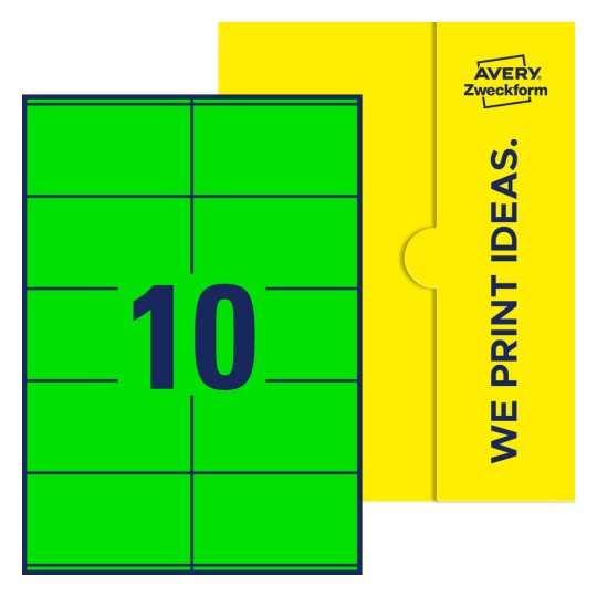 10 stk. etiketter per ark - Firkantede etiketter, 105 x 57 mm