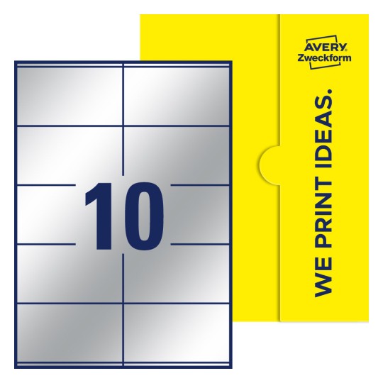 10 stk. etiketter per ark - Firkantede etiketter, 105 x 57 mm