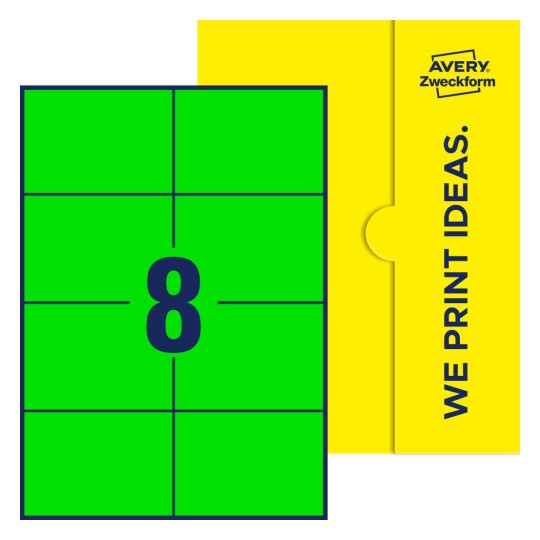 8 stk. etiketter per ark - Firkantede etiketter, 105 x 74 mm