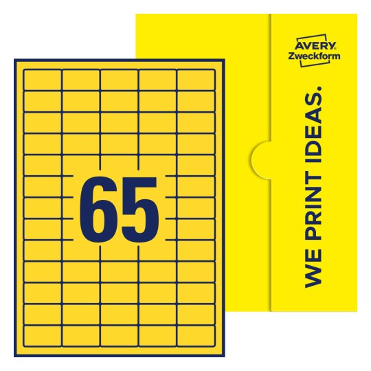 65 stk. etiketter per ark - Firkantede etiketter, 38,1 x 21,2 mm