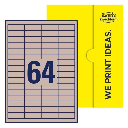 64 stk. etiketter per ark - Firkantede etiketter, 48,5 x 16,9 mm