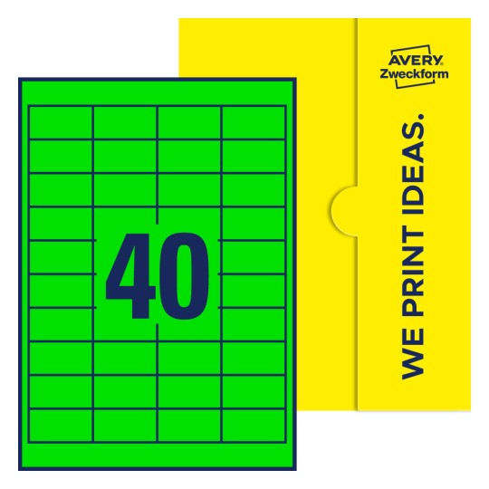 40 stk. etiketter per ark - Firkantede etiketter, 48,5 x 25,4 mm