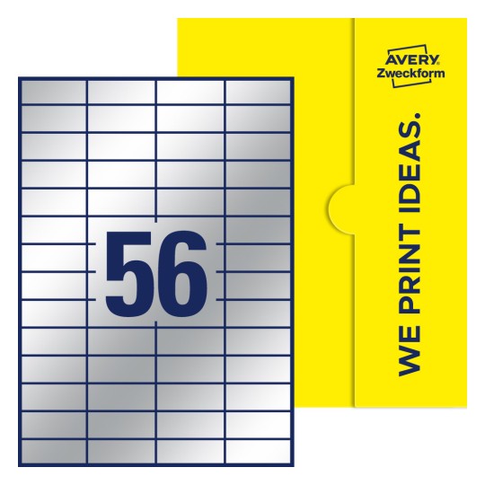 56 stk. etiketter per ark - Firkantede etiketter, 52,5 x 21,2 mm