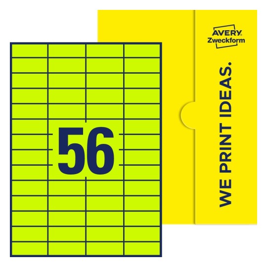56 stk. etiketter per ark - Firkantede etiketter, 52,5 x 21,2 mm