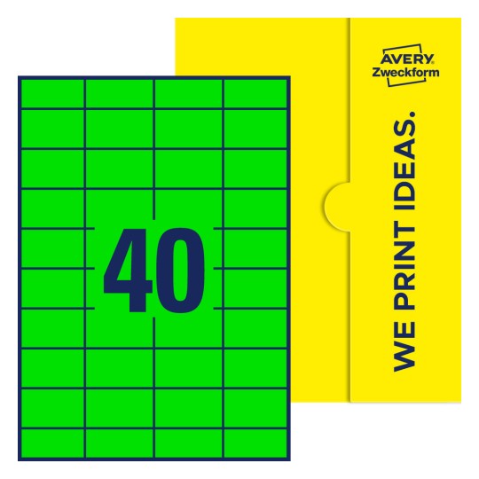 40 stk. etiketter per ark - Firkantede etiketter, 52,5 x 29,7 mm