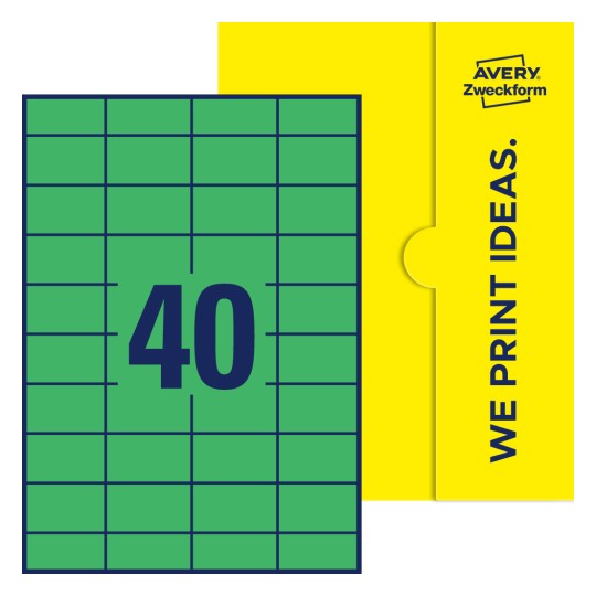 40 stk. etiketter per ark - Firkantede etiketter, 52,5 x 29,7 mm