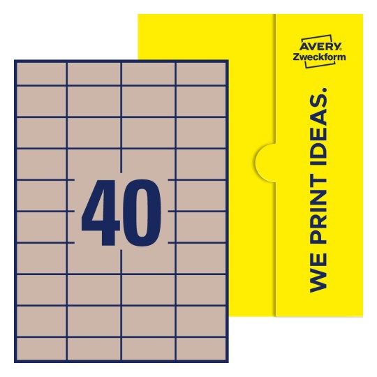 40 stk. etiketter per ark - Firkantede etiketter, 52,5 x 29,7 mm