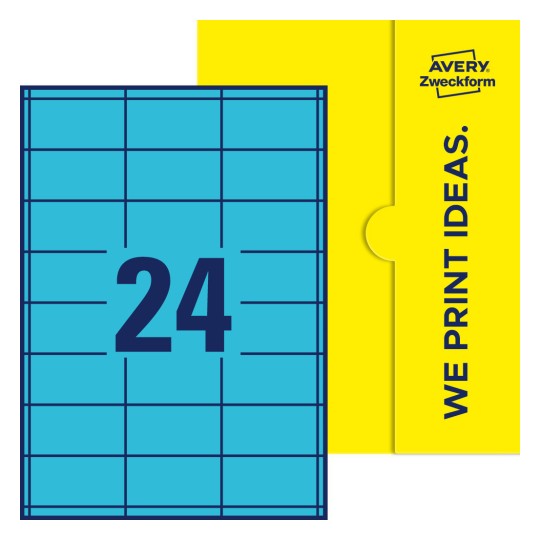 24 stk. etiketter per ark - Firkantede etiketter, 64,6 x 33,8 mm