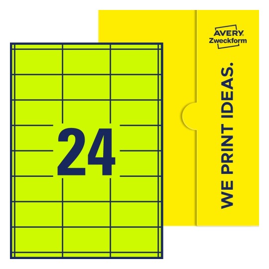 24 stk. etiketter per ark - Firkantede etiketter, 64,6 x 33,8 mm