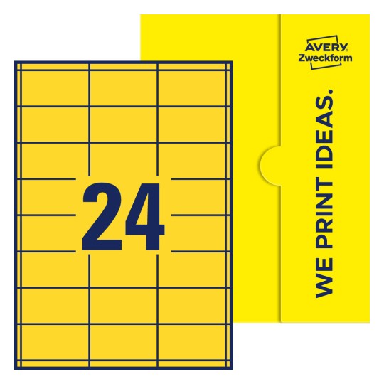 24 stk. etiketter per ark - Firkantede etiketter, 64,6 x 33,8 mm