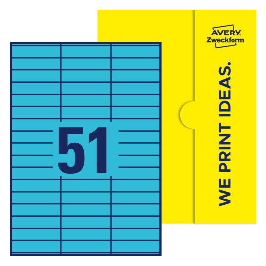 51stk. etiketter per ark - Firkantede etiketter, 70 x 16,9 mm