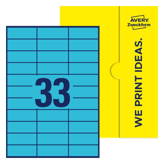 33 stk. etiketter per ark - Firkantede etiketter, 70 x 25,4 mm