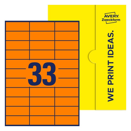 33 stk. etiketter per ark - Firkantede etiketter, 70 x 25,4 mm
