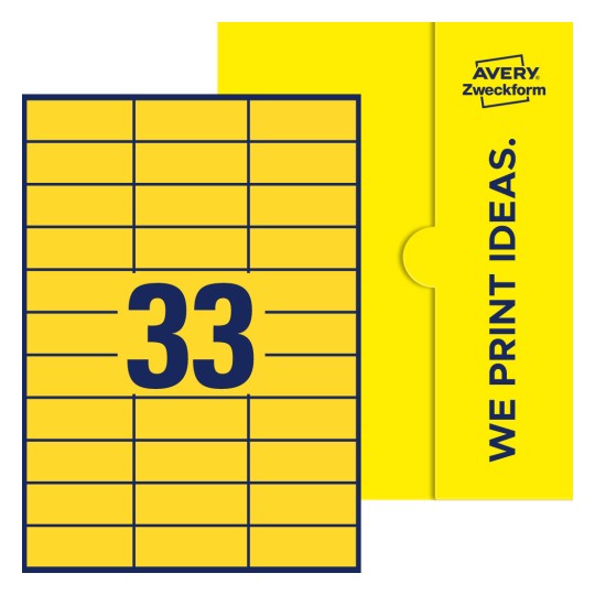 33 stk. etiketter per ark - Firkantede etiketter, 70 x 25,4 mm
