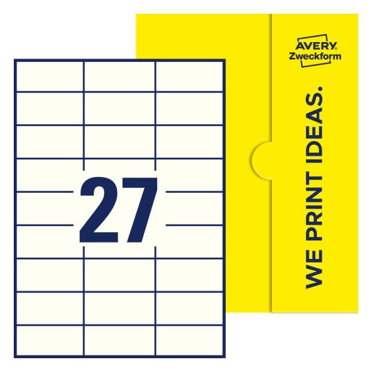 27 stk. etiketter per ark - Firkantede etiketter, 70 x 32 mm