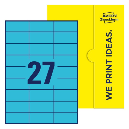 27 stk. etiketter per ark - Firkantede etiketter, 70 x 32 mm
