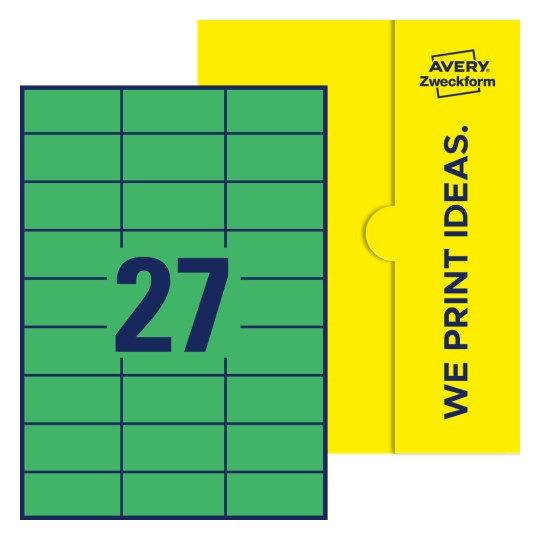 27 stk. etiketter per ark - Firkantede etiketter, 70 x 32 mm