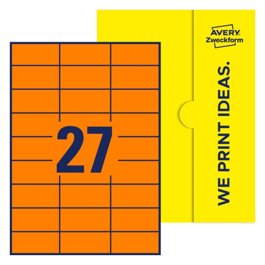 27 stk. etiketter per ark - Firkantede etiketter, 70 x 32 mm