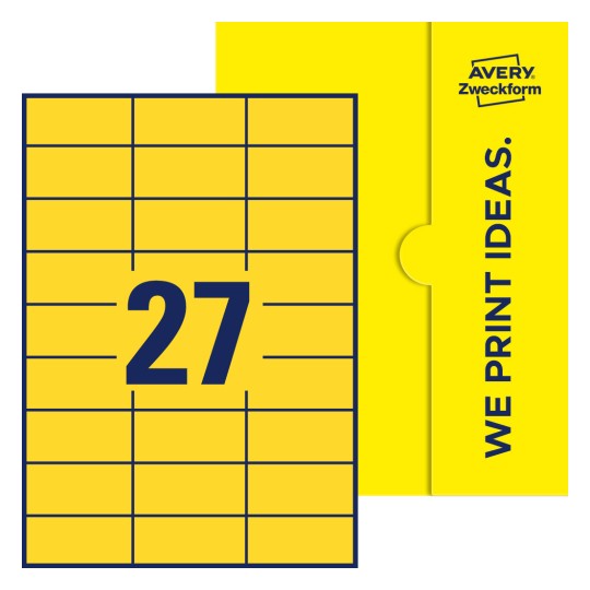 27 stk. etiketter per ark - Firkantede etiketter, 70 x 32 mm